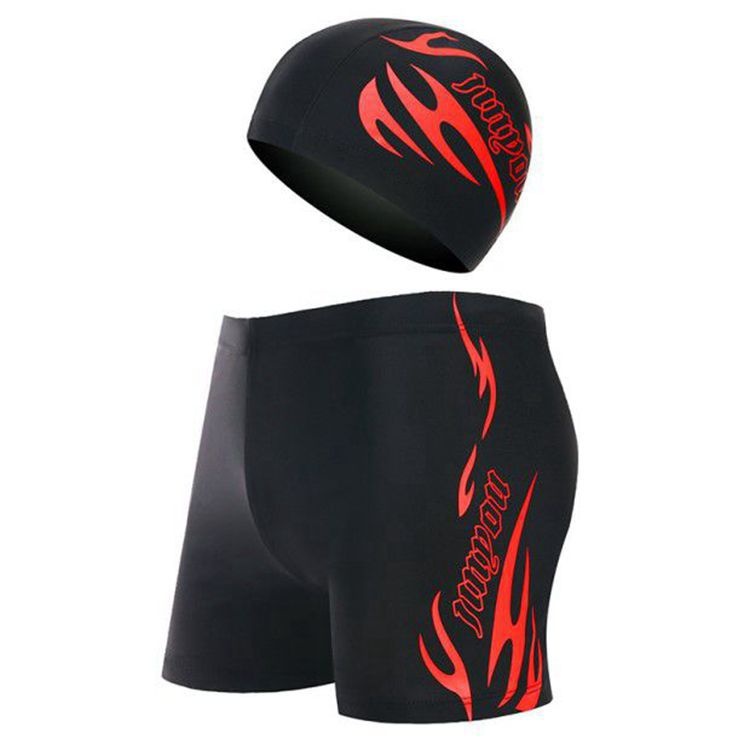 001 Men's Swimming Trunks Boxer Adult Loose Plus Size Fashion Set With Cap Swimwear Manufacturer Wholesale One Piece_voghion.com
