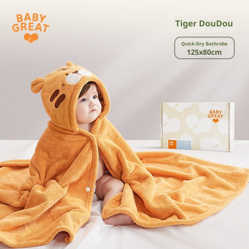 Capa Infantil Lillian Babygreat para Recém-Nascidos, Roupão de Banho com Capuz Ultramacio, Toalha de Banho Espessa, Absorvente e de Secagem Rápida_voghion.com