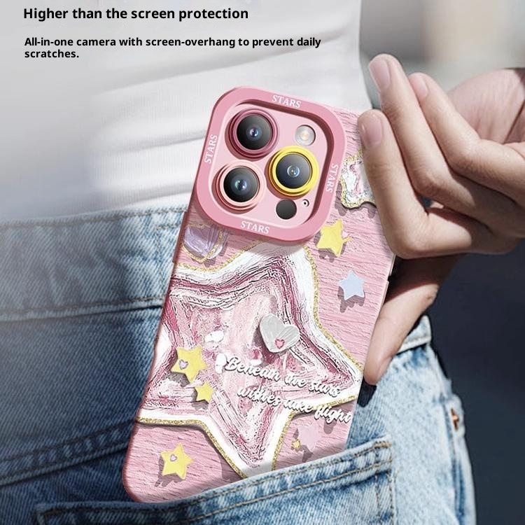 TechGlobe Oil Painting Star Compatible With 16 Phone Case IPhone 15 Max New Wrist Strap Stand 14 Painted 13 Pro_voghion.com