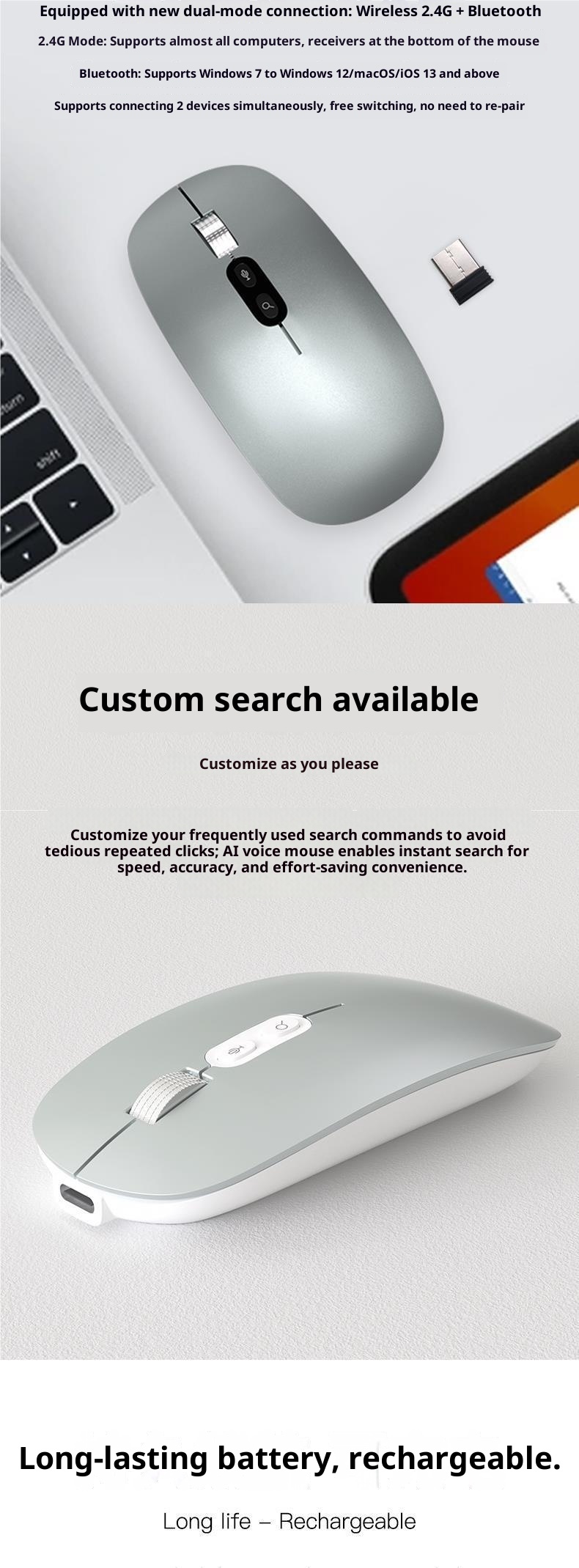 Digitex Digitex Supports Wireless Voice Control Input Translation Speaking Microphone Typing Recognition Text Conversion AI Smart Mouse_voghion.com