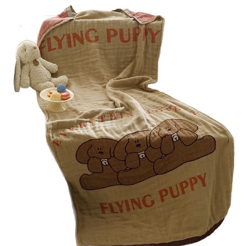 Lillian Japanese Style Cartoon Pure Four-Layer Gauze Cotton Linen Absorbent Sweat-Absorbing Quick-Dry Large Bath Towel Thin_voghion.com