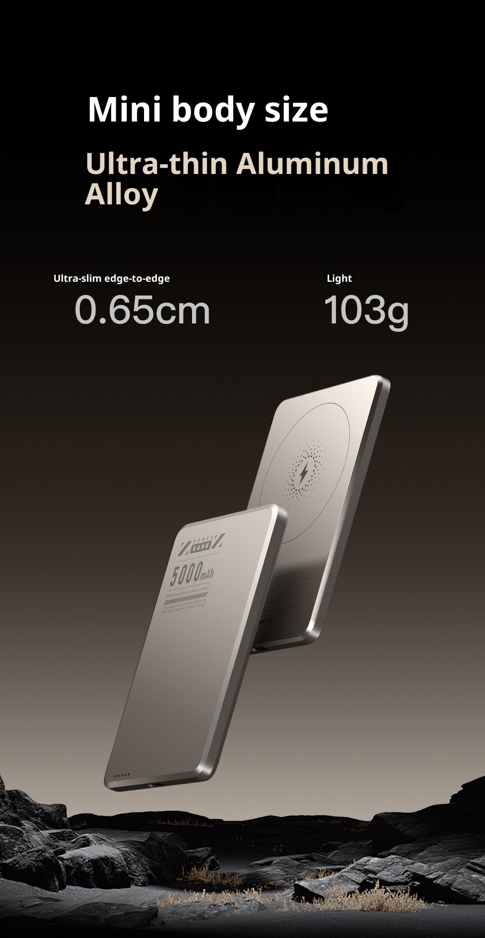 techglobe Neue ultradünne magnetische Powerbank aus Aluminiumlegierung mit 5000 mAh Kapazität, kabellosem Schnellladen, mobiler Stromversorgung (Großhandel)_voghion.com