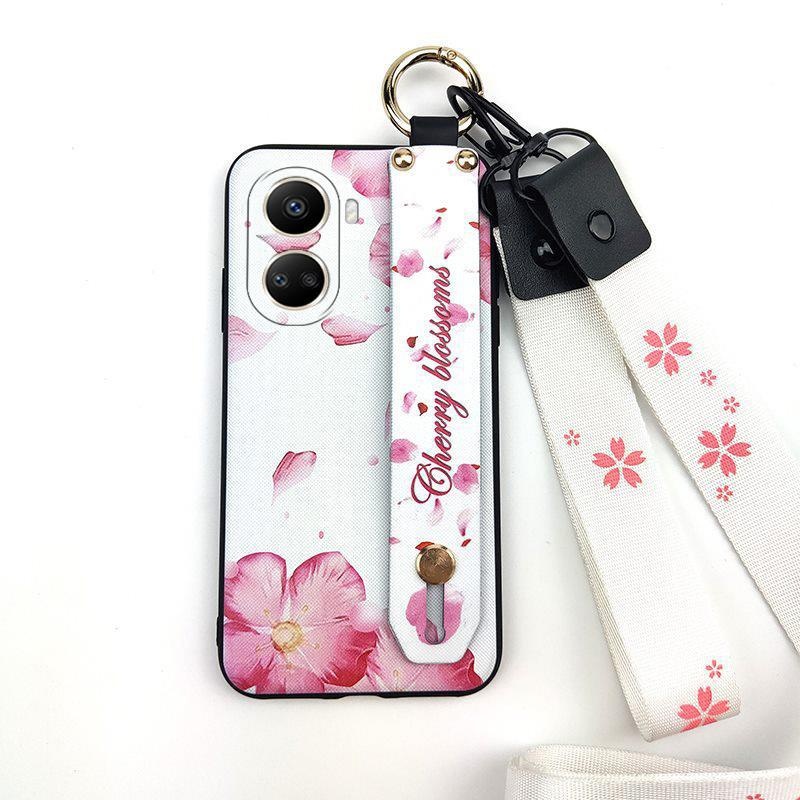 TechGlobe Compatible With IPhone Samsung Phone Case Oppo Floral Wrist Strap Texture Vivo Retro Trendy Xiaomi Shockproof Huawei_voghion.com
