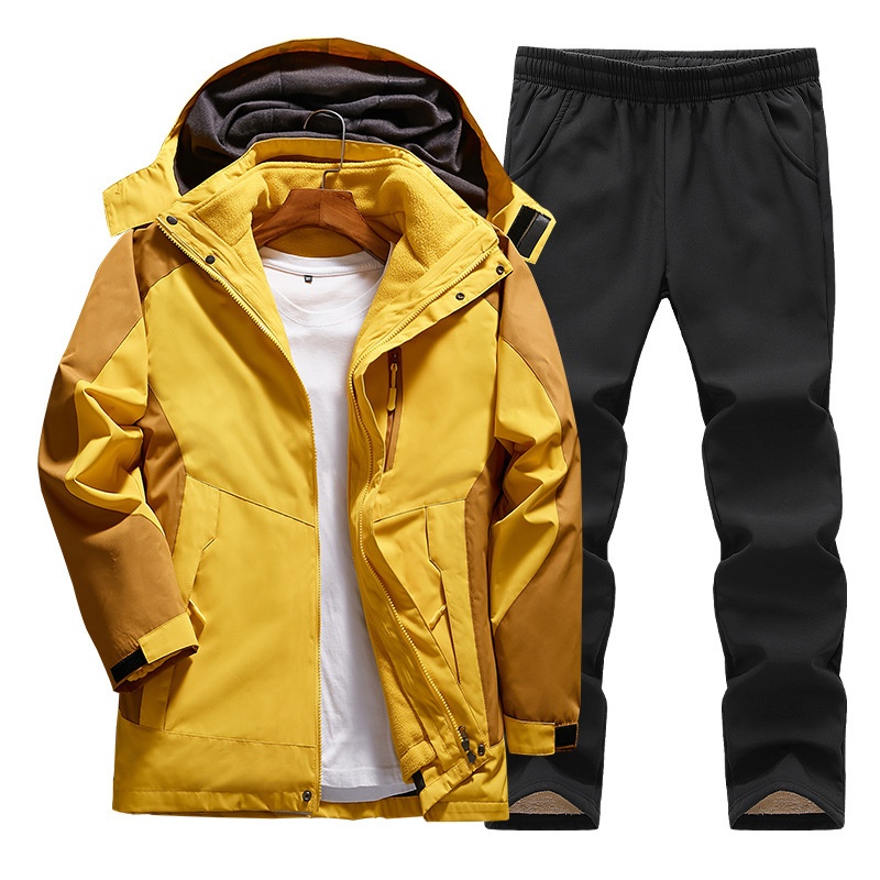 001 Outdoor Jacket Women Three-in-One Suit Men Fleece-Lined Thickened Detachable Two-Piece Set Warm Windproof Plu Size_voghion.com
