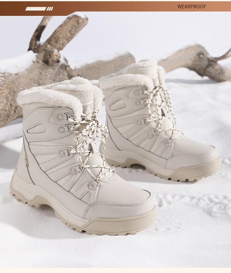 Bottes de neige ActiveGo pour hommes, doublées en polaire, chaudes et en coton, coupe-vent, à lacets, résistantes à l'usure, pour l'extérieur._voghion.com