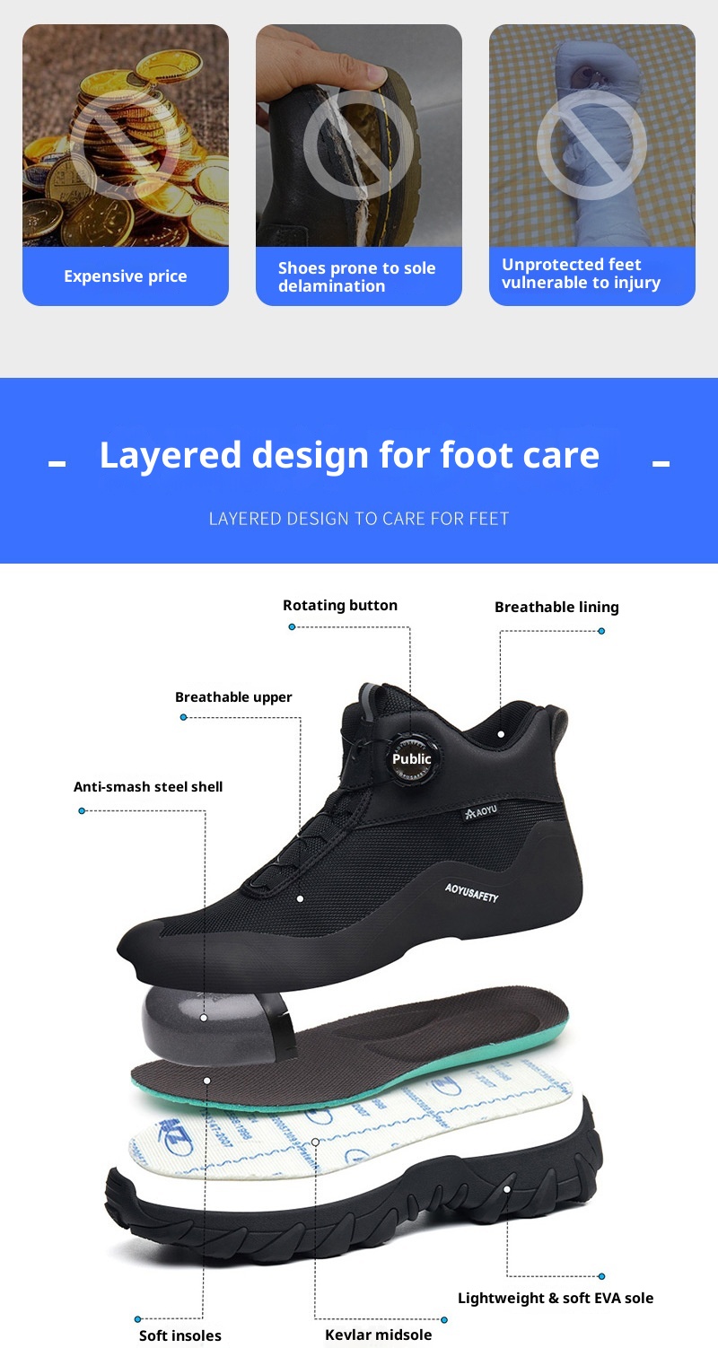 Chaussures de sécurité ActiveGo pour hommes, résistantes aux chocs et à la perforation, idéales pour la randonnée et l'alpinisme en plein air. En stock._voghion.com