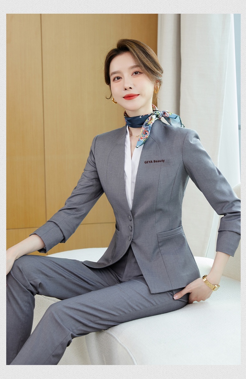 ChicShe Groothandel Herfst Nieuwe Professionele Werkkleding Schoonheidssalon Juwelierszaak Hotelmanager Werkuniform V-hals Blazer Pak_voghion.com