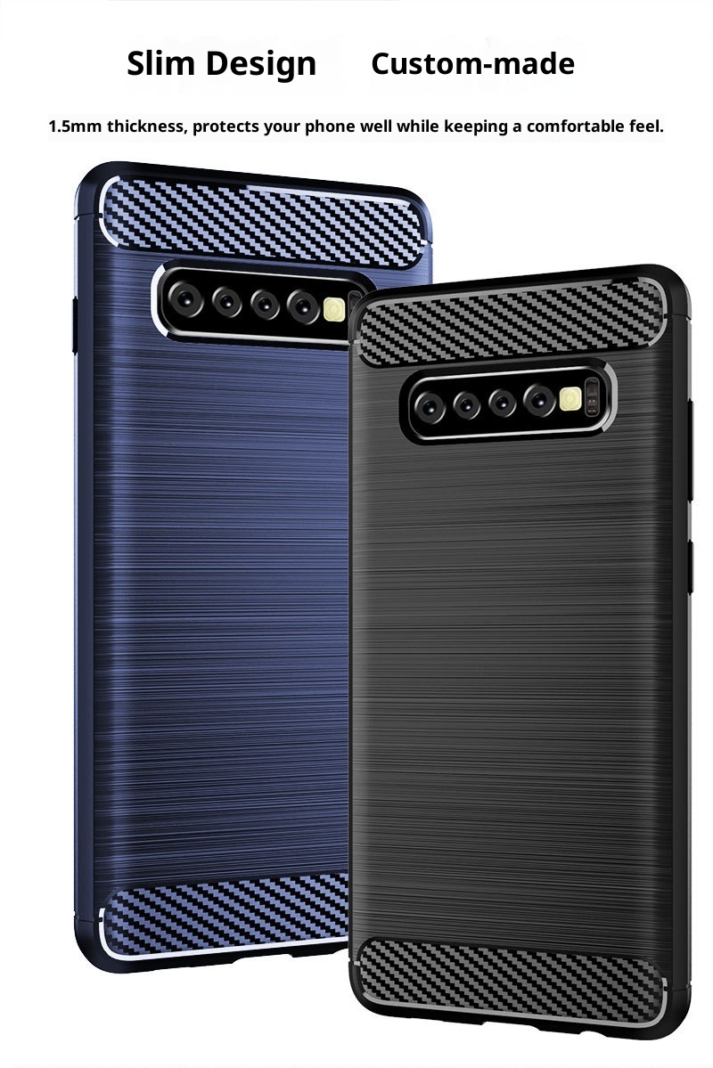 TechGlobe Custodia protettiva antiurto in fibra di carbonio spazzolata adatta per telefono Samsung S10 Plus_voghion.com