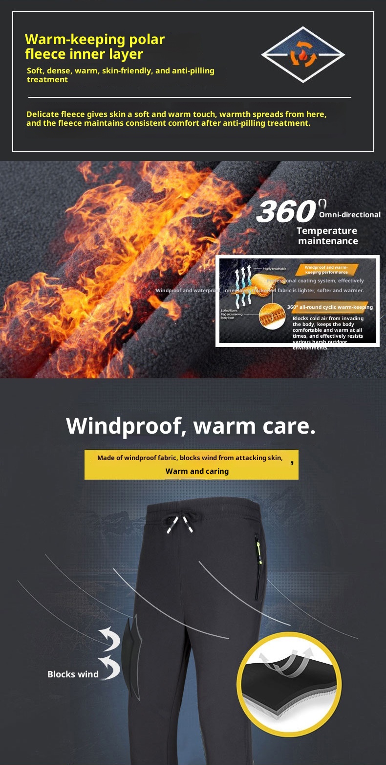 001 Outdoor Couple's Softshell Pants For Men Women, Autumn And Winter Fleece-Lined, Thickened, Waterproof, Windproof,_voghion.com