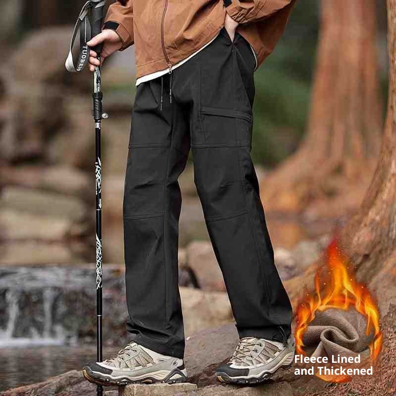 Pantalon cargo décontracté en polaire molletonnée HJCAMEL Outdoor Hiking pour homme, automne-hiver 2024_voghion.com