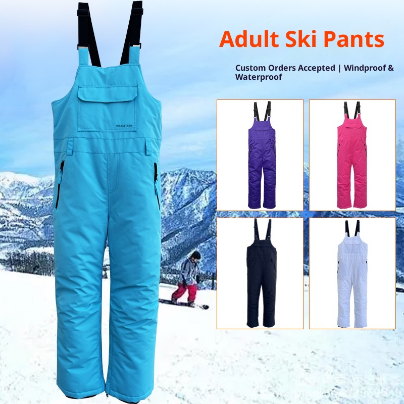 001 Kış Dış Mekan Rüzgar Geçirmez Sıcak Çocuk Yetişkin Kayak Pantolonu Çıkarılabilir Önlük_voghion.com