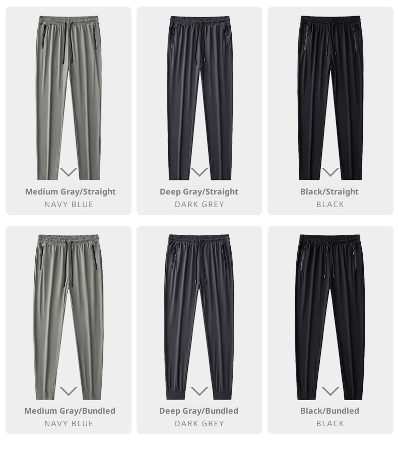 Pantaloni sportivi elastici da uomo, pantaloni estivi sottili in seta ghiacciata di grandi dimensioni, pantaloni lunghi dritti casual traspiranti ad asciugatura rapida per uomo_voghion.com