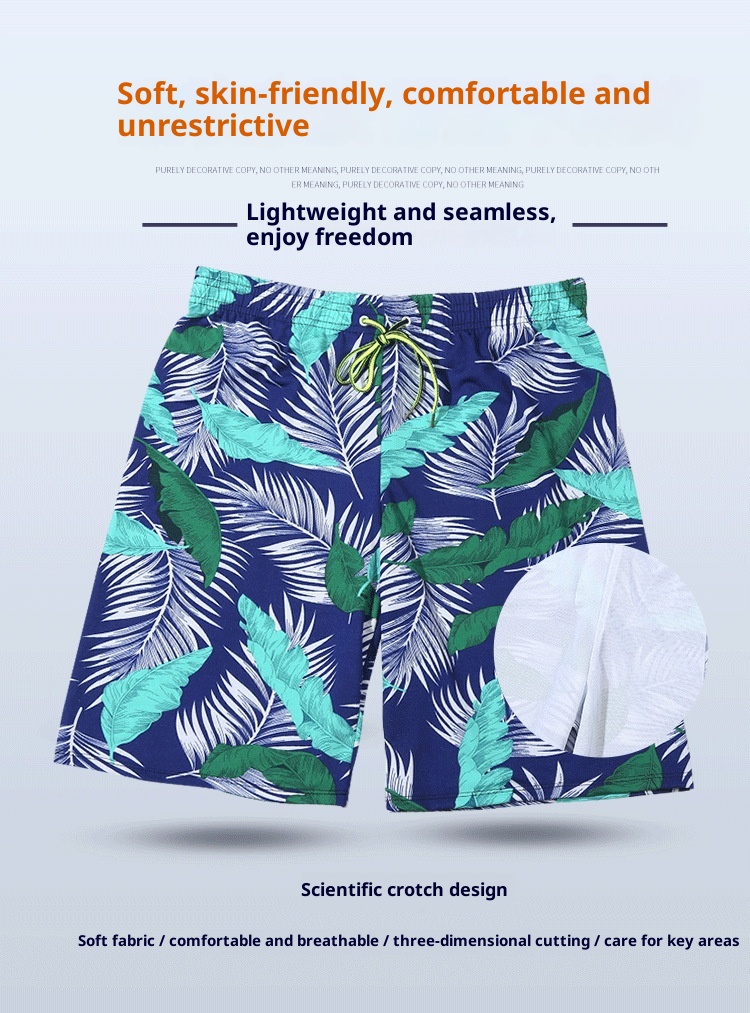 001 Baiya Five-Point Badehose für Herren, modische, vollständig gefütterte Badehose mit Digitaldruck und langem Bein, ideal für heiße Quellen und mehr._voghion.com