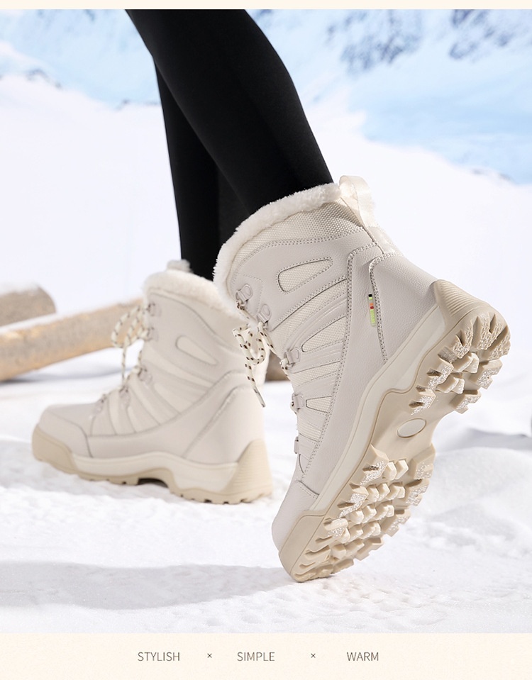Bottes de neige ActiveGo pour hommes, doublées en polaire, chaudes et en coton, coupe-vent, à lacets, résistantes à l'usure, pour l'extérieur._voghion.com