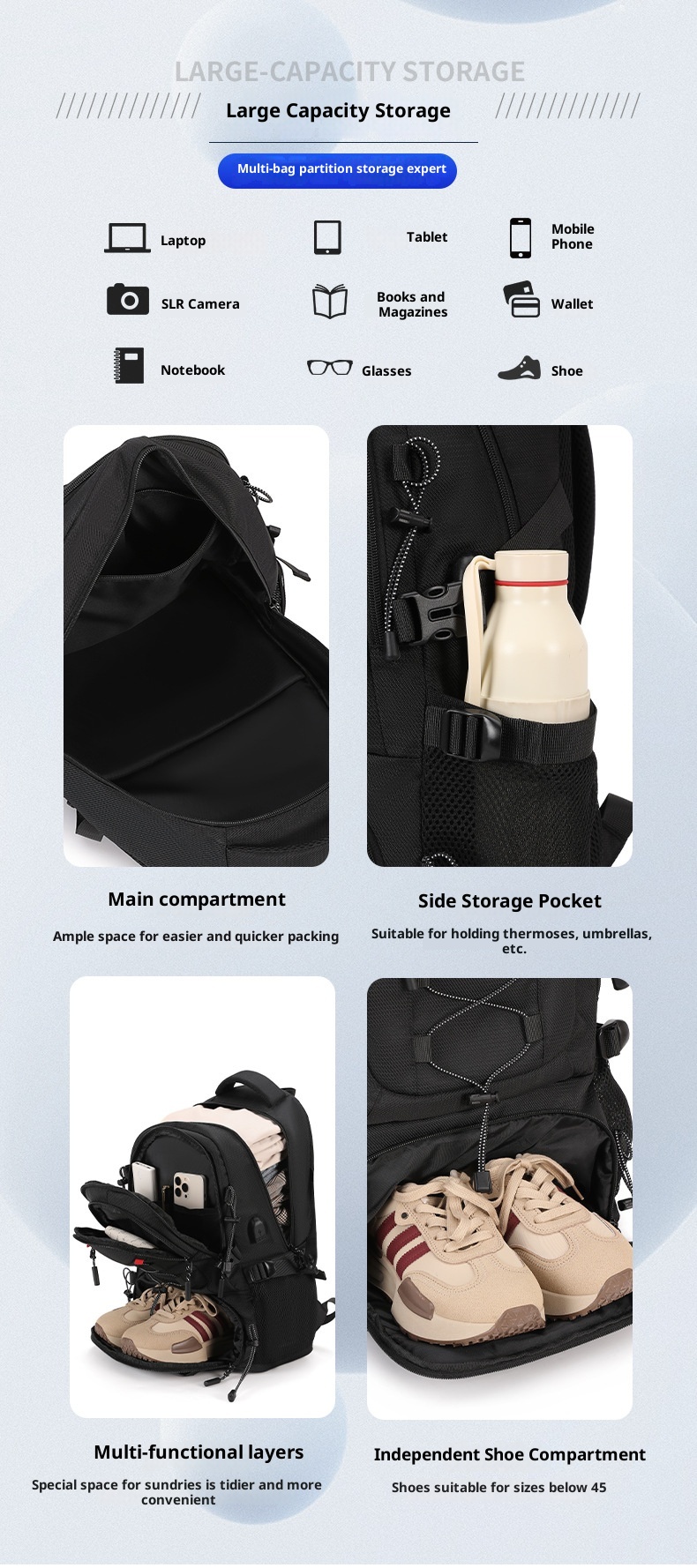 ActiveGo Outdoor Sports Mountaineering Bag Ultra-Light Weight-Reducing Large-Capacity Men's Travel Business Backpack Lightweight_voghion.com