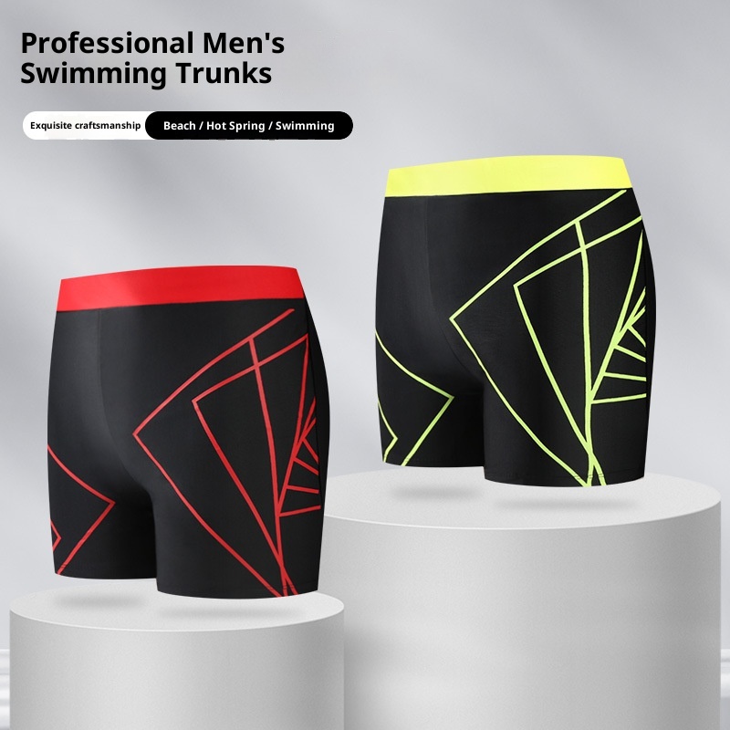 001 Fashion Men's Trunks Color Block Polyester Comfortable Breathable Quick-Dry Anti-Embarrassment Beach Adult Boxer Swim_voghion.com