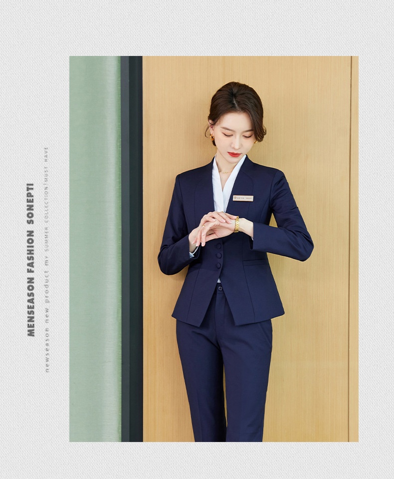 ChicShe Groothandel Herfst Nieuwe Professionele Werkkleding Schoonheidssalon Juwelierszaak Hotelmanager Werkuniform V-hals Blazer Pak_voghion.com