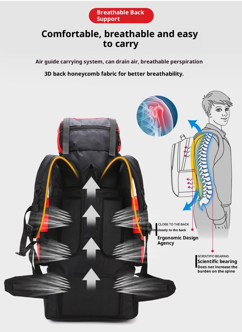 ActiveGo New Outdoor 90L Large Capacity Mountaineering Lightweight Waterproof Backpack Men's Casual Hiking Travel Camping Bag_voghion.com