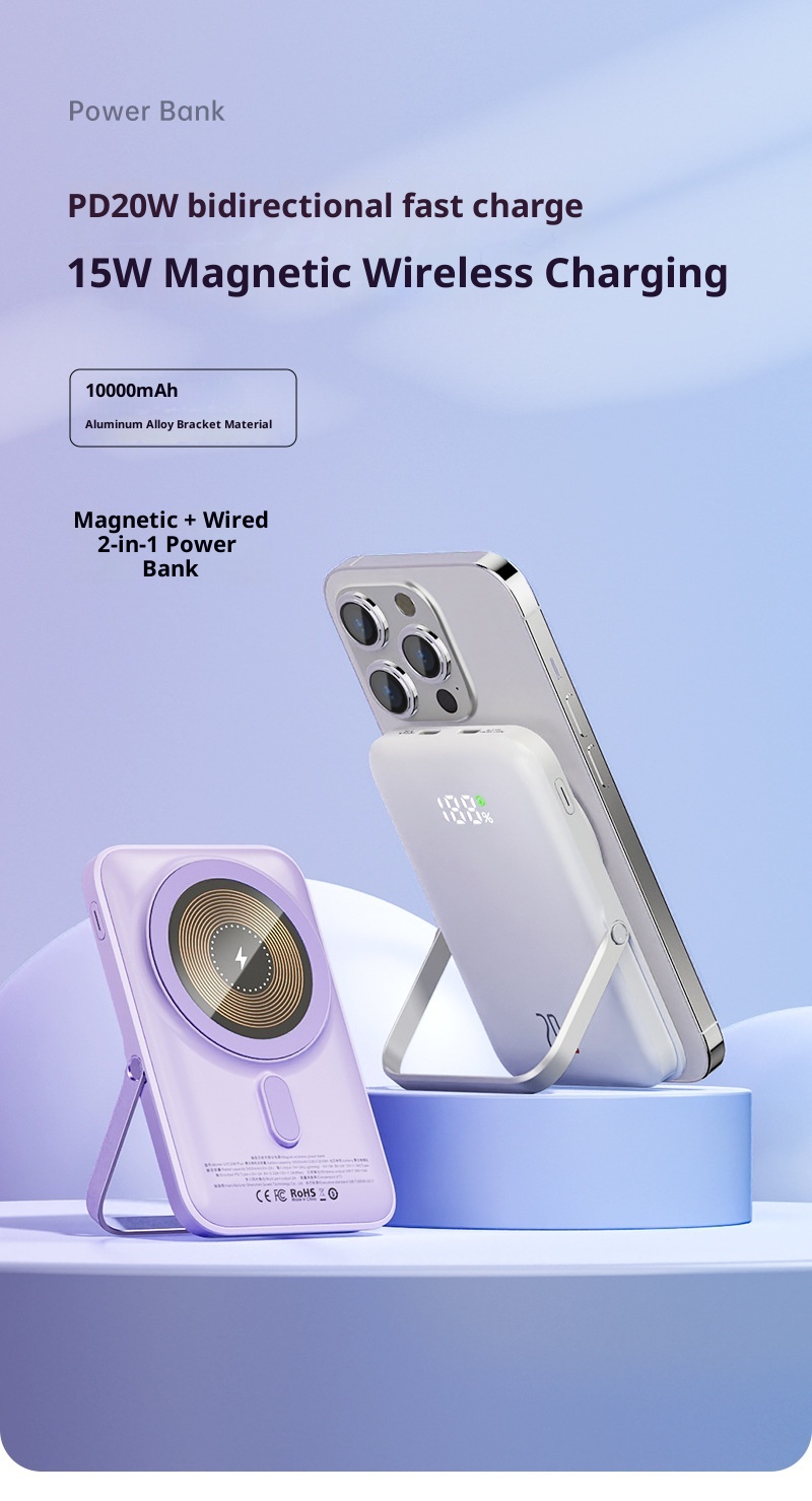 techglobe New Transparent Magnetic Wireless Power Bank 10000mAh Fast Charging Large Capacity Ultra-thin Portable Charger_voghion.com