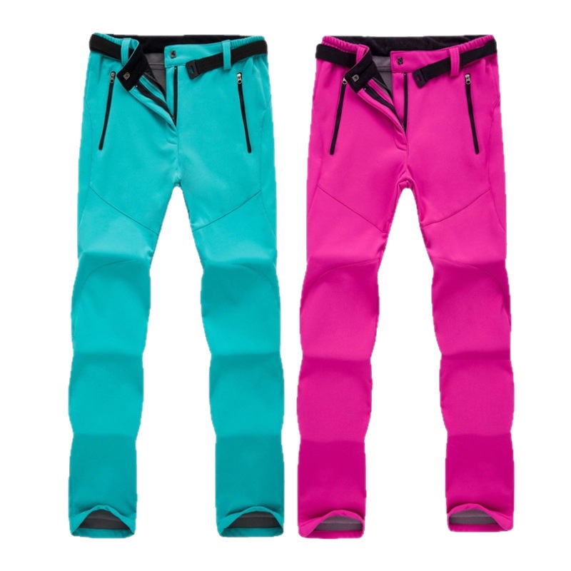 001 Men's Autumn Winter Waterproof Breathable Warm Ski Women Outdoor Thickened Couple Softshell Pants_voghion.com