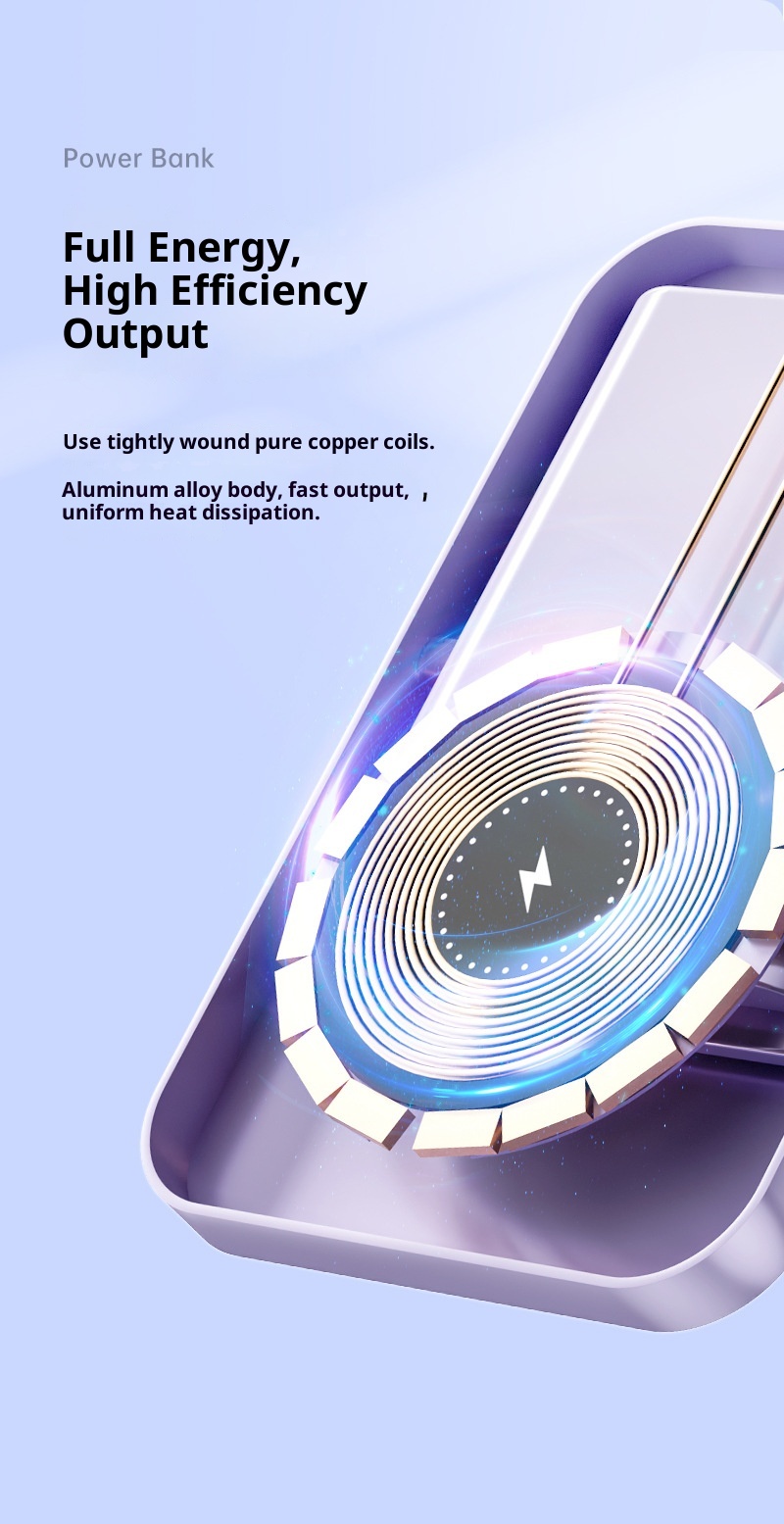 techglobe New Transparent Magnetic Wireless Power Bank 10000mAh Fast Charging Large Capacity Ultra-thin Portable Charger_voghion.com