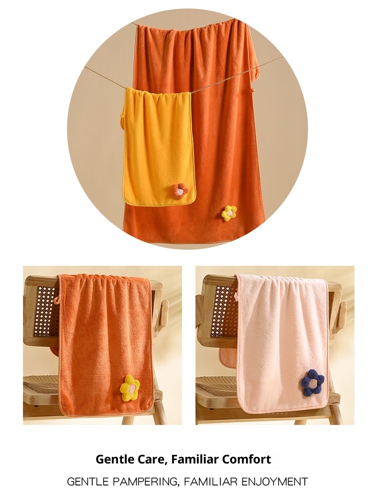 Lillian New Coral Fleece Bath Set Flower Household Face Thickened Absorbent Gift Towel Wholesale_voghion.com
