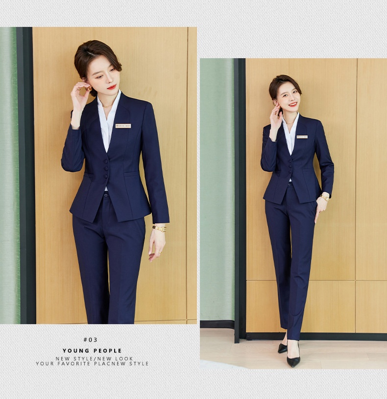 ChicShe Groothandel Herfst Nieuwe Professionele Werkkleding Schoonheidssalon Juwelierszaak Hotelmanager Werkuniform V-hals Blazer Pak_voghion.com
