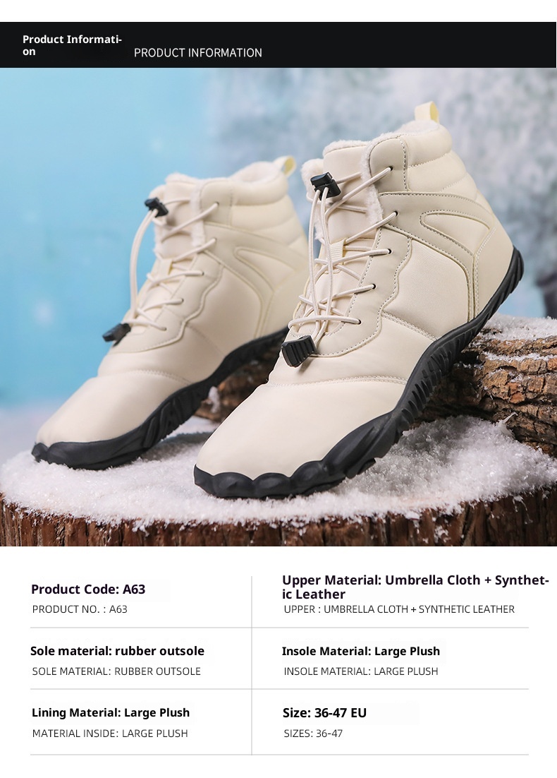 Botas de nieve de senderismo ActiveGo New Cross-Border para hombre, con forro polar, de algodón, de cinco puntas, antideslizantes, informales_voghion.com