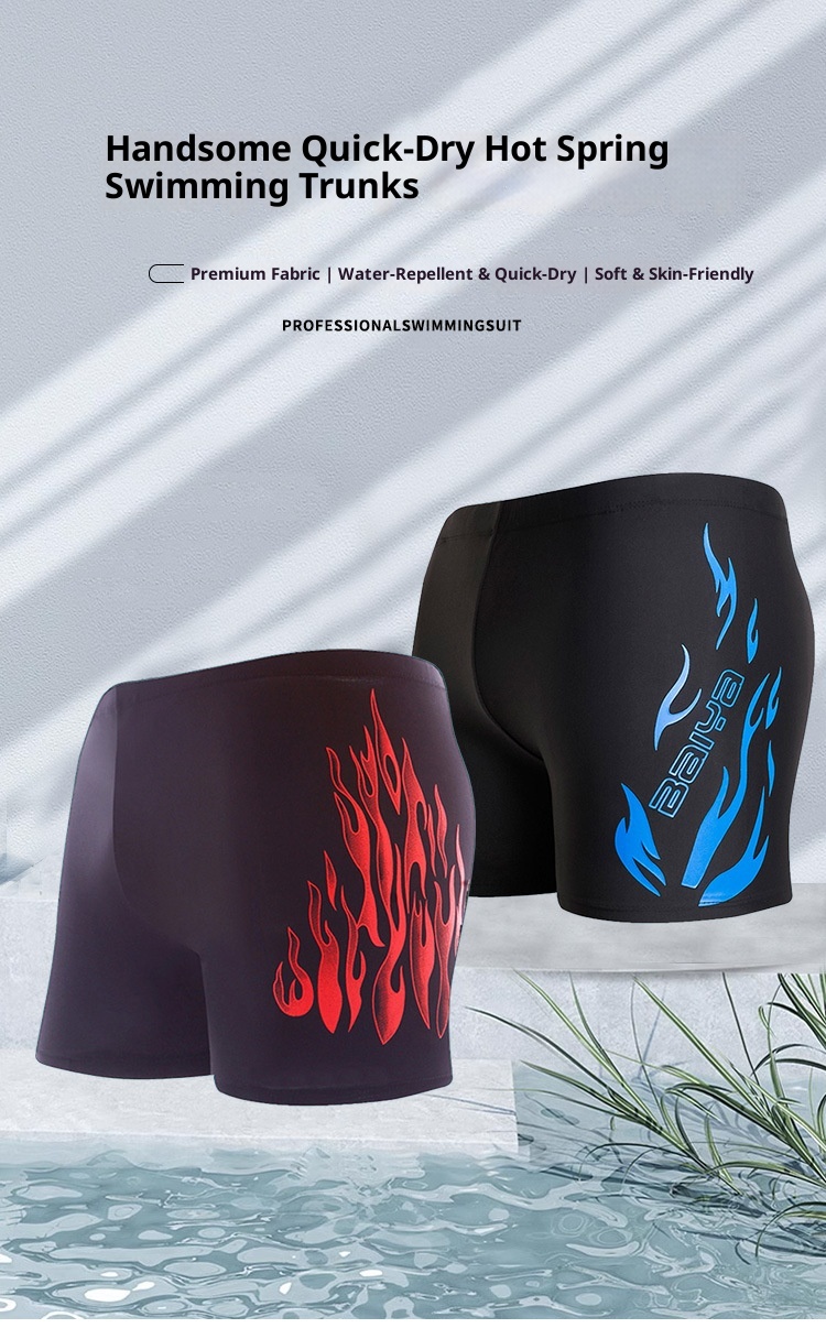 001 Qilang Boxer Adult Set Nylon Loose Plus Size Comfortable Quick-Dry Men's Swimming Trunks Wholesale_voghion.com