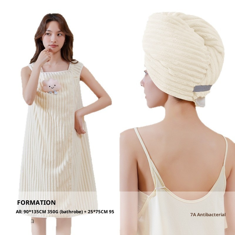 Lillian, um novo roupão de banho vestível com estampa de desenho animado fofo, mais absorvente e de secagem rápida do que o algodão puro. Ideal para uso em casa ou em casa._voghion.com