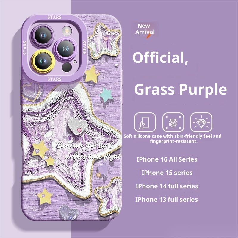 TechGlobe Oil Painting Star Compatible With 16 Phone Case IPhone 15 Max New Wrist Strap Stand 14 Painted 13 Pro_voghion.com