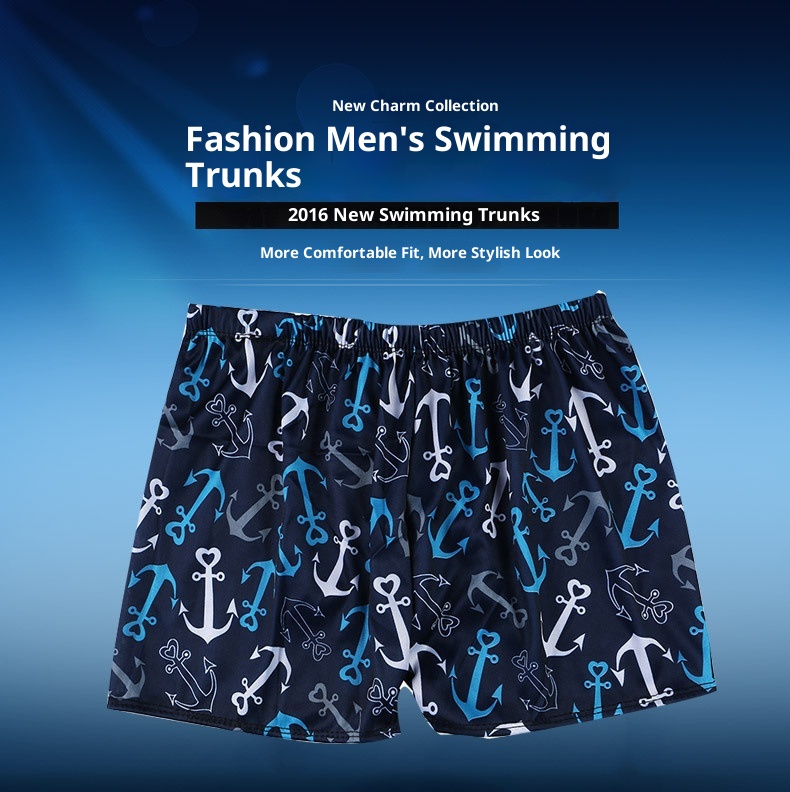 001 Boxer Print Adult Swim Anti-Embarrassment Swimwear Men's Swimming Trunks Plus Size_voghion.com