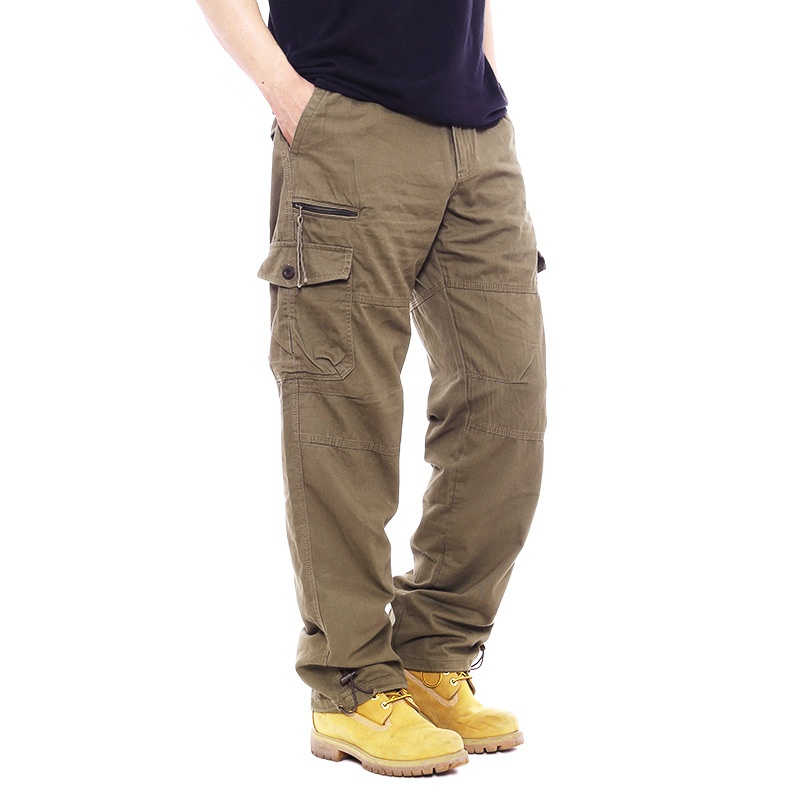 boy Spring And Autumn Multi-Pocket Outdoor Cargo Men's Trendy Loose Straight Large Size Long Hiking Casual Softshell Pants_voghion.com