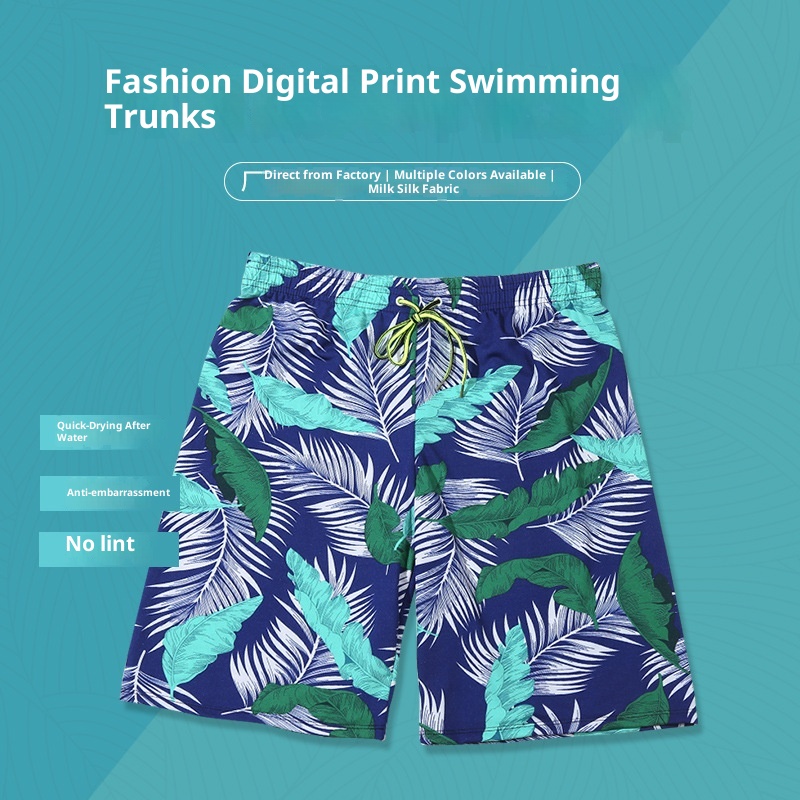 001 Baiya Five-Point Badehose für Herren, modische, vollständig gefütterte Badehose mit Digitaldruck und langem Bein, ideal für heiße Quellen und mehr._voghion.com