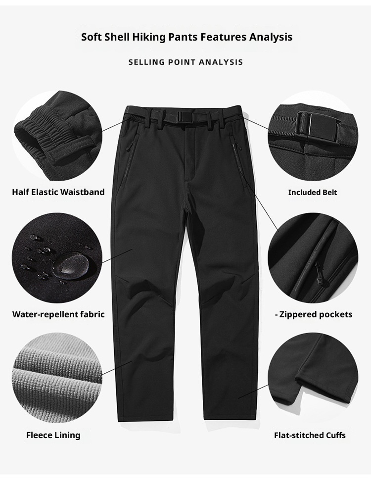 001 Me's 2025 New Outdoor Autum Witer Fleece Lied Thickeed Widproof Waterproof Hikig Fishig Softshell Pats For_voghion.com