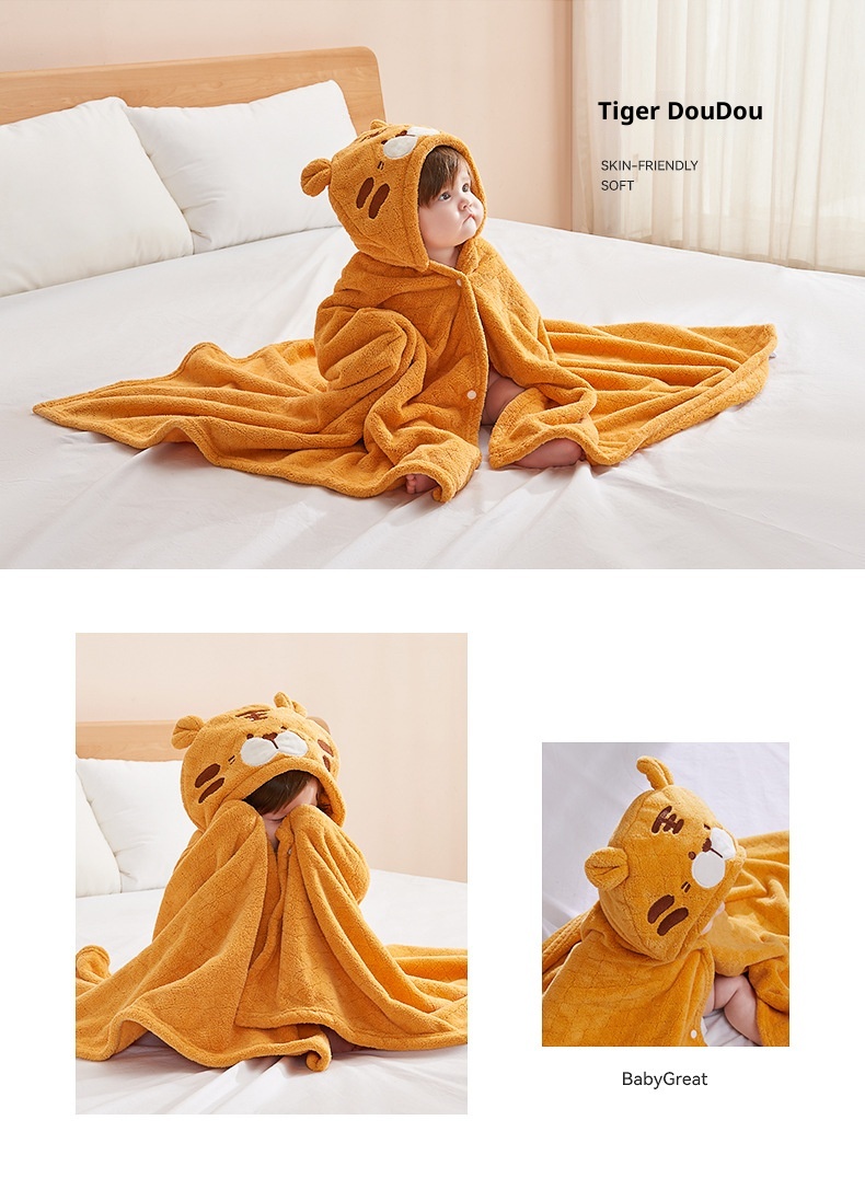 Capa Infantil Lillian Babygreat para Recém-Nascidos, Roupão de Banho com Capuz Ultramacio, Toalha de Banho Espessa, Absorvente e de Secagem Rápida_voghion.com