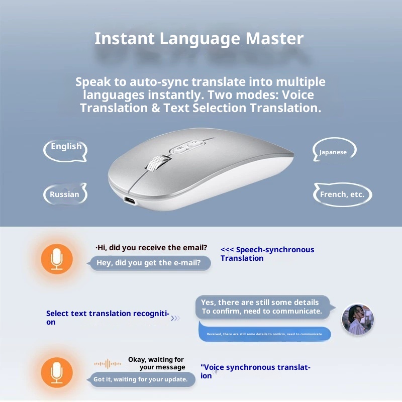 Digitex Digitex Supports Wireless Voice Control Input Translation Speaking Microphone Typing Recognition Text Conversion AI Smart Mouse_voghion.com