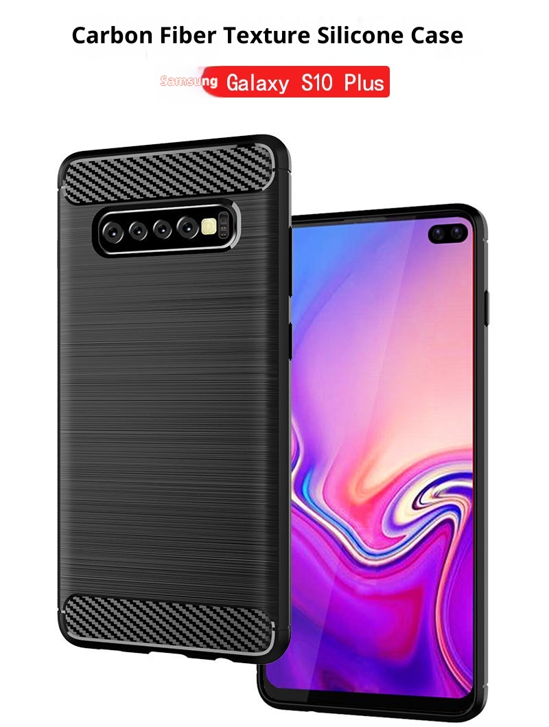 TechGlobe Custodia protettiva antiurto in fibra di carbonio spazzolata adatta per telefono Samsung S10 Plus_voghion.com