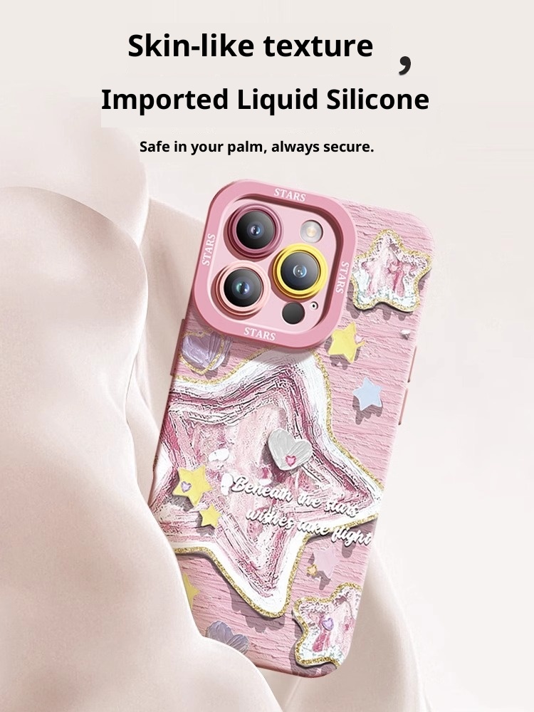 TechGlobe Oil Painting Star Compatible With 16 Phone Case IPhone 15 Max New Wrist Strap Stand 14 Painted 13 Pro_voghion.com