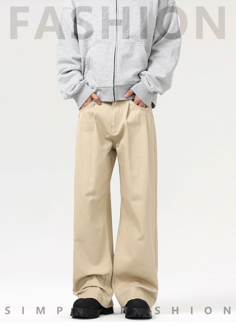 boy LKTM Men's Clothing#Japanese Retro Loose Straight Casual Men Cleanfit Simple Commuting Versatile Long Pants_voghion.com