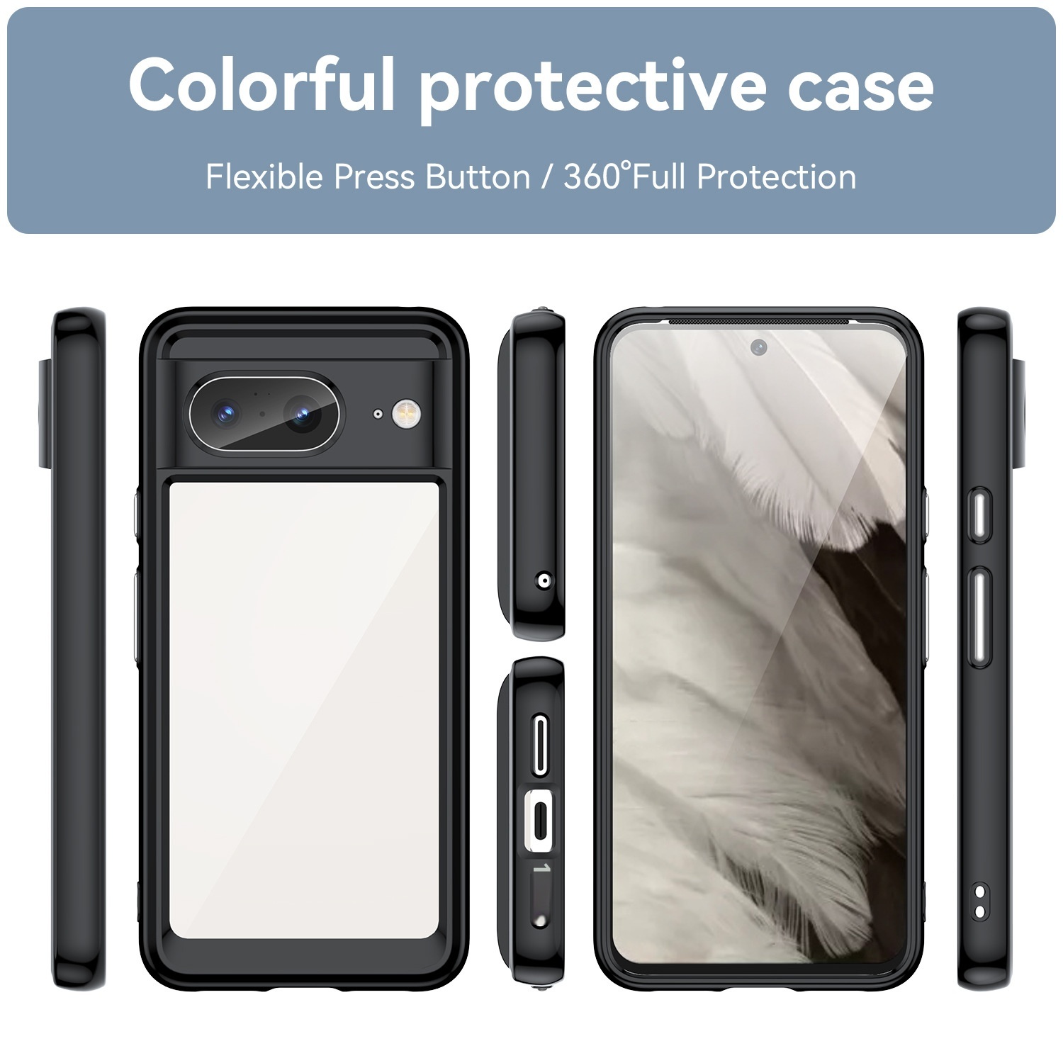 TechGlobe Suitable For Colorful Google Pixel 8 Pro Phone Cover 8A Acrylic Solid Color Full Coverage Shockproof Case_voghion.com
