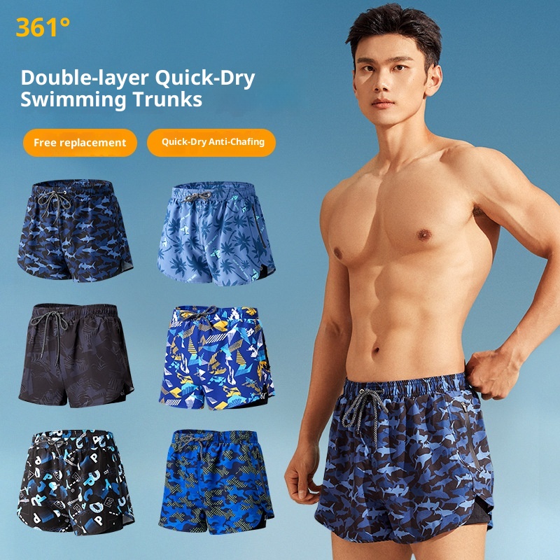001 361 Men's Swim Trunks Swimwear Set With Cap Goggles For Hot Springs And Beach_voghion.com