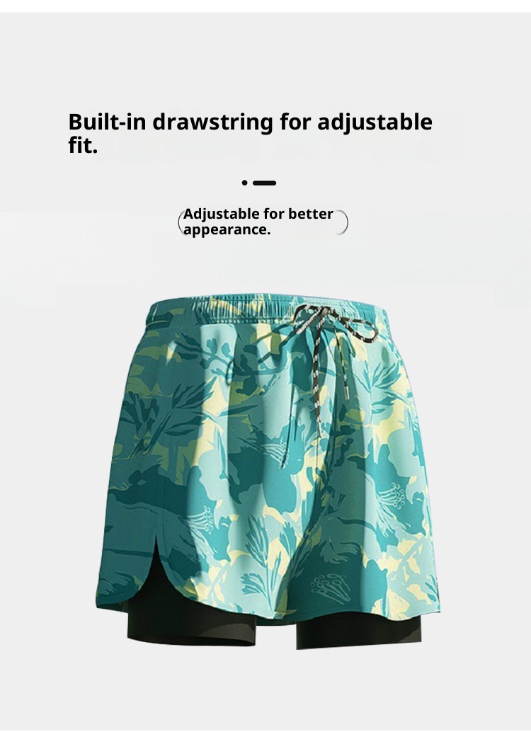 001 Adult Trunks Men's Quick-Drying Large Size Ai-Embarrassme New Professional Double-Layer Three-Poi Swimming_voghion.com