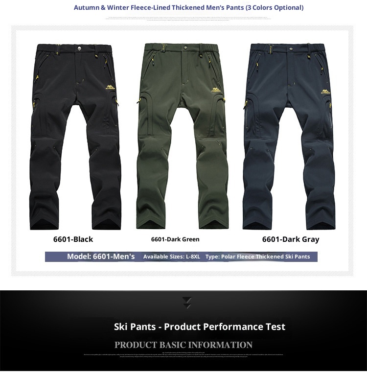 001 Calça comprida unissex para esportes ao ar livre, resistente ao desgaste, em tecido softshell grosso, ideal para caminhadas e esqui. Perfeita para o inverno._voghion.com