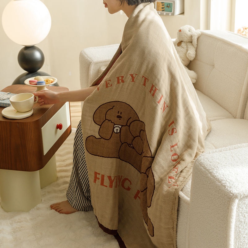 Lillian Japanese Style Cartoon Pure Four-Layer Gauze Cotton Linen Absorbent Sweat-Absorbing Quick-Dry Large Bath Towel Thin_voghion.com