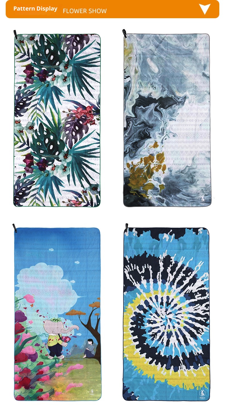 Lillian Doppelseitiges Fleece-Mikrofaser-Strandhandtuch, Sport-, Schwimm- und Badehandtuch, schnelltrocknend, bedrucktes Design_voghion.com