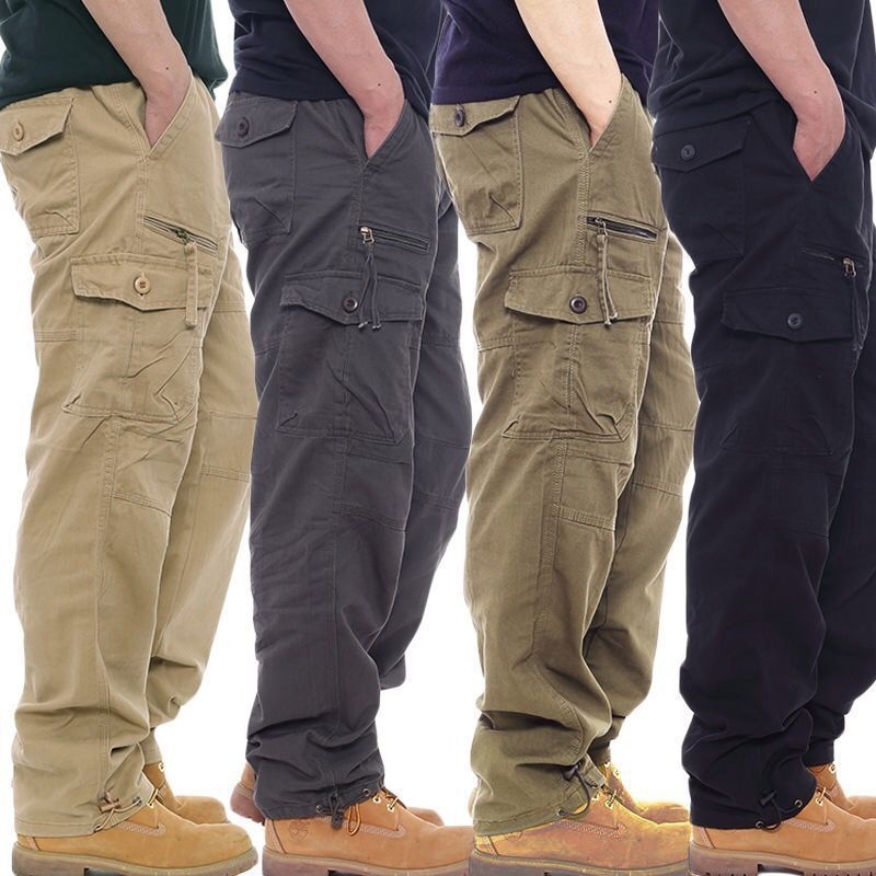 boy Spring And Autumn Multi-Pocket Outdoor Cargo Men's Trendy Loose Straight Large Size Long Hiking Casual Softshell Pants_voghion.com
