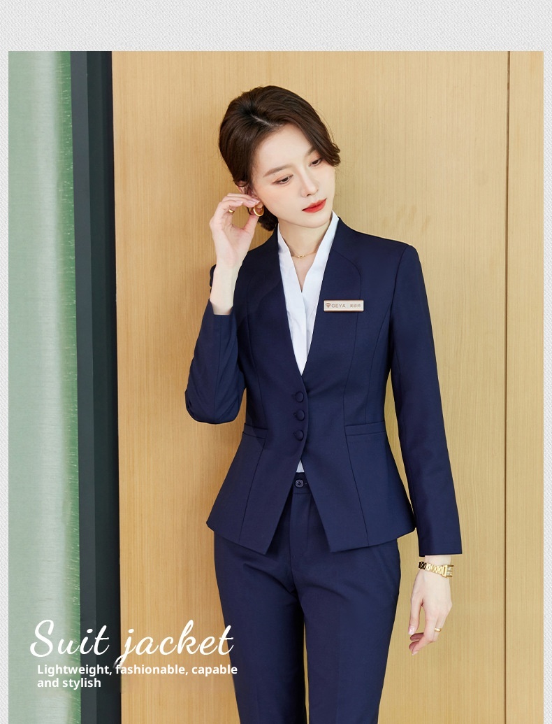 ChicShe Groothandel Herfst Nieuwe Professionele Werkkleding Schoonheidssalon Juwelierszaak Hotelmanager Werkuniform V-hals Blazer Pak_voghion.com