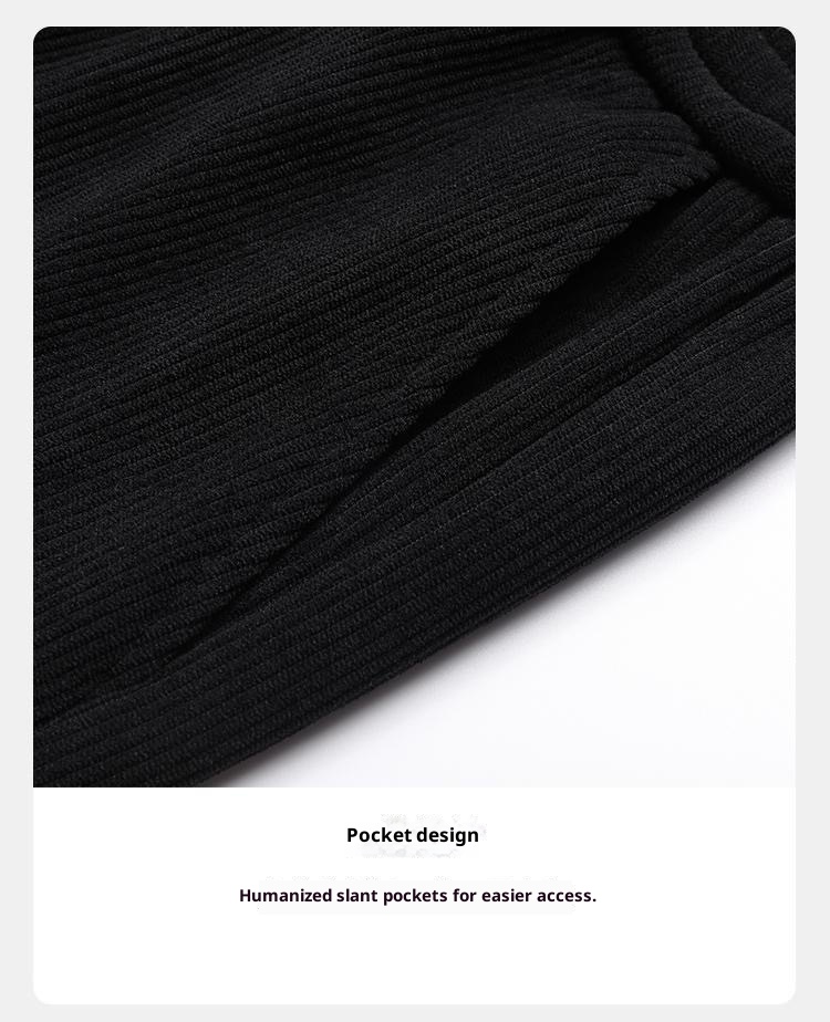 Pantaloni della tuta da uomo in velluto a coste spesso, con elastico in vita, autunno inverno, larghi e dritti, foderati in pile_voghion.com