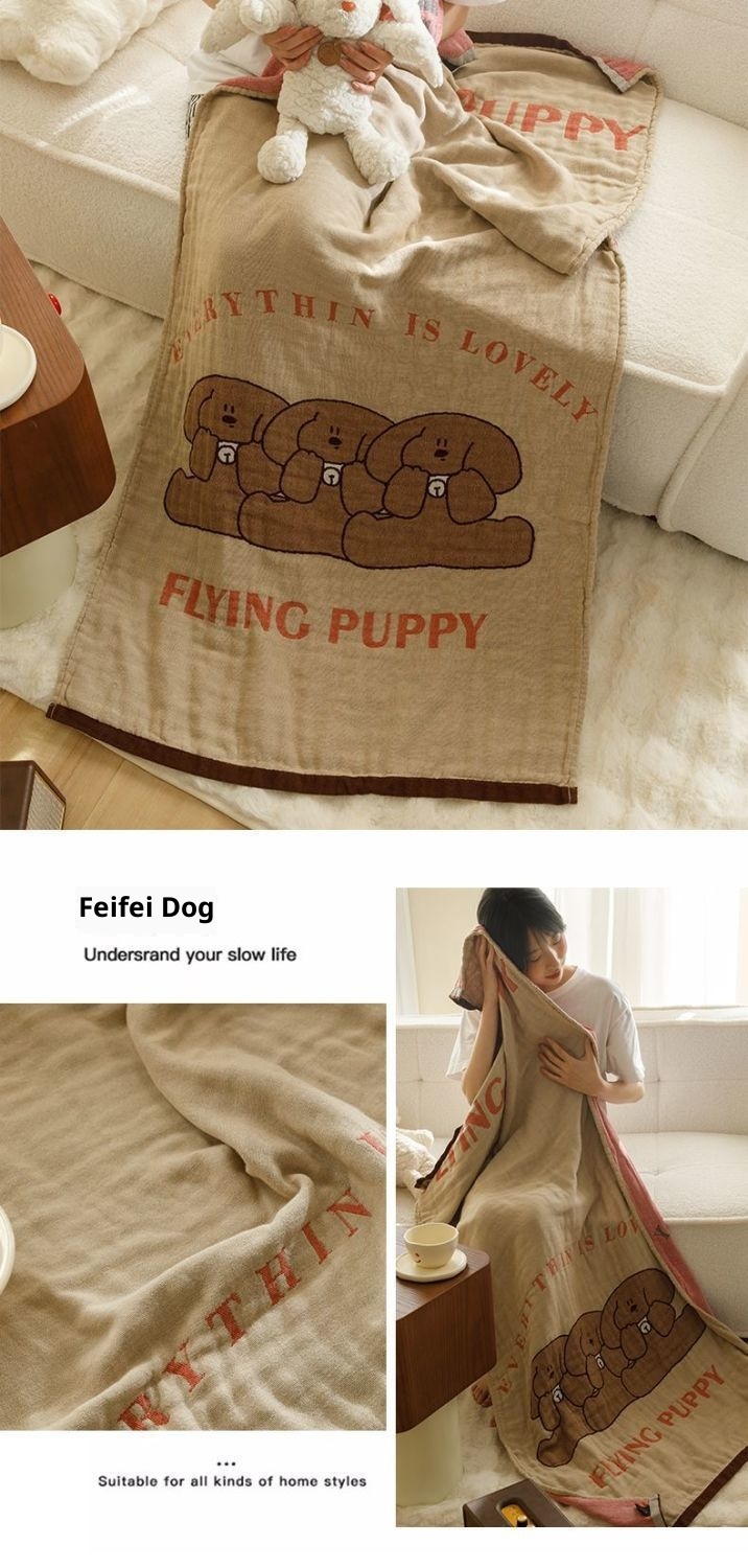 Lillian Japanese Style Cartoon Pure Four-Layer Gauze Cotton Linen Absorbent Sweat-Absorbing Quick-Dry Large Bath Towel Thin_voghion.com